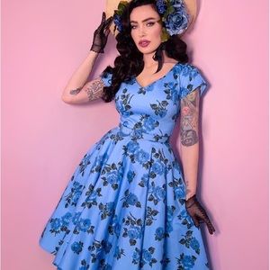 Vixen by Micheline Pitt Vanity Fair Dress in Blue Roses